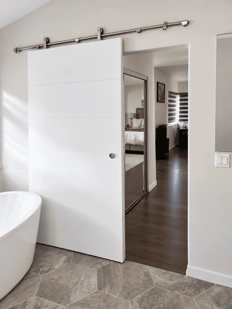 Contemporary sliding door in a modern home interior.